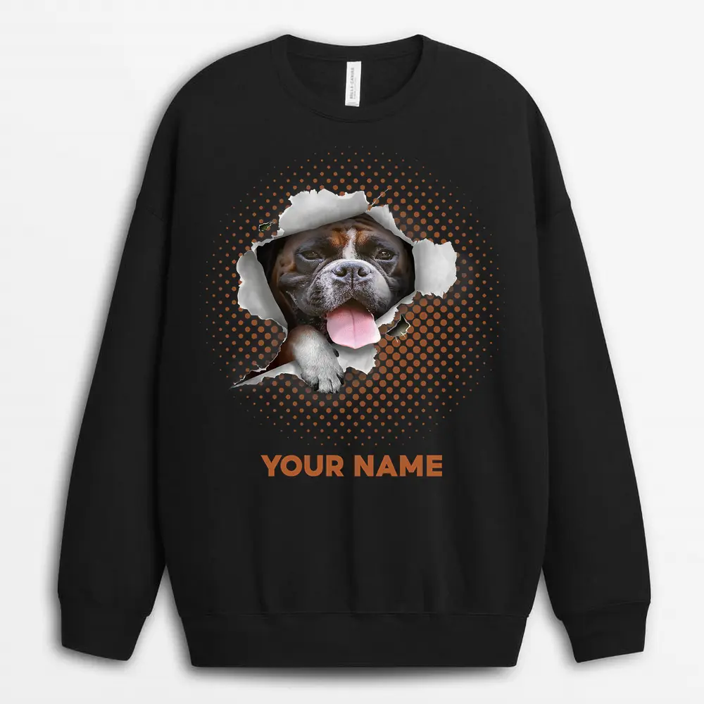 Custom Name Boxer Dog Owner Gift Boxer Sweatshirt - Black