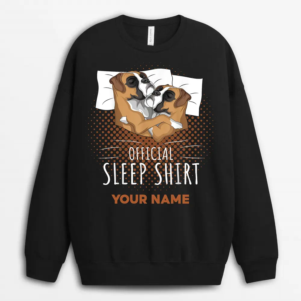 Custom Name Boxer Dog Official Sleep Ver 1 Sweatshirt - Black