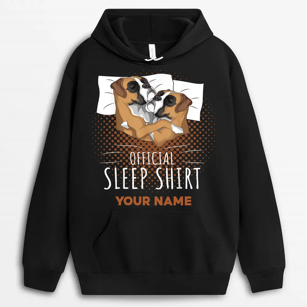 Custom Name Boxer Dog Official Sleep Ver 1 Hoodie - Black