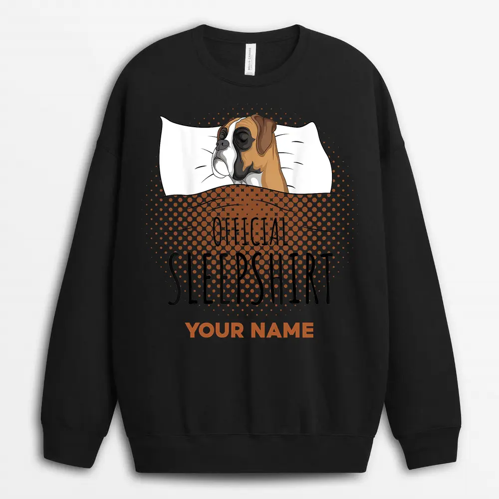 Custom Name Boxer Dog Official Sleep Ver 2 Sweatshirt - Black