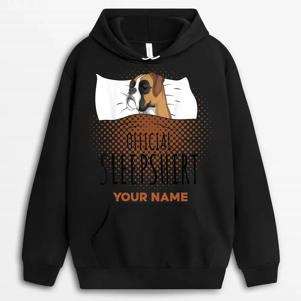 Custom Name Boxer Dog Official Sleep Ver 2 Hoodie - Black