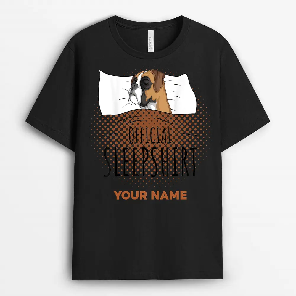 Custom Name Boxer Dog Official Sleep T Shirt