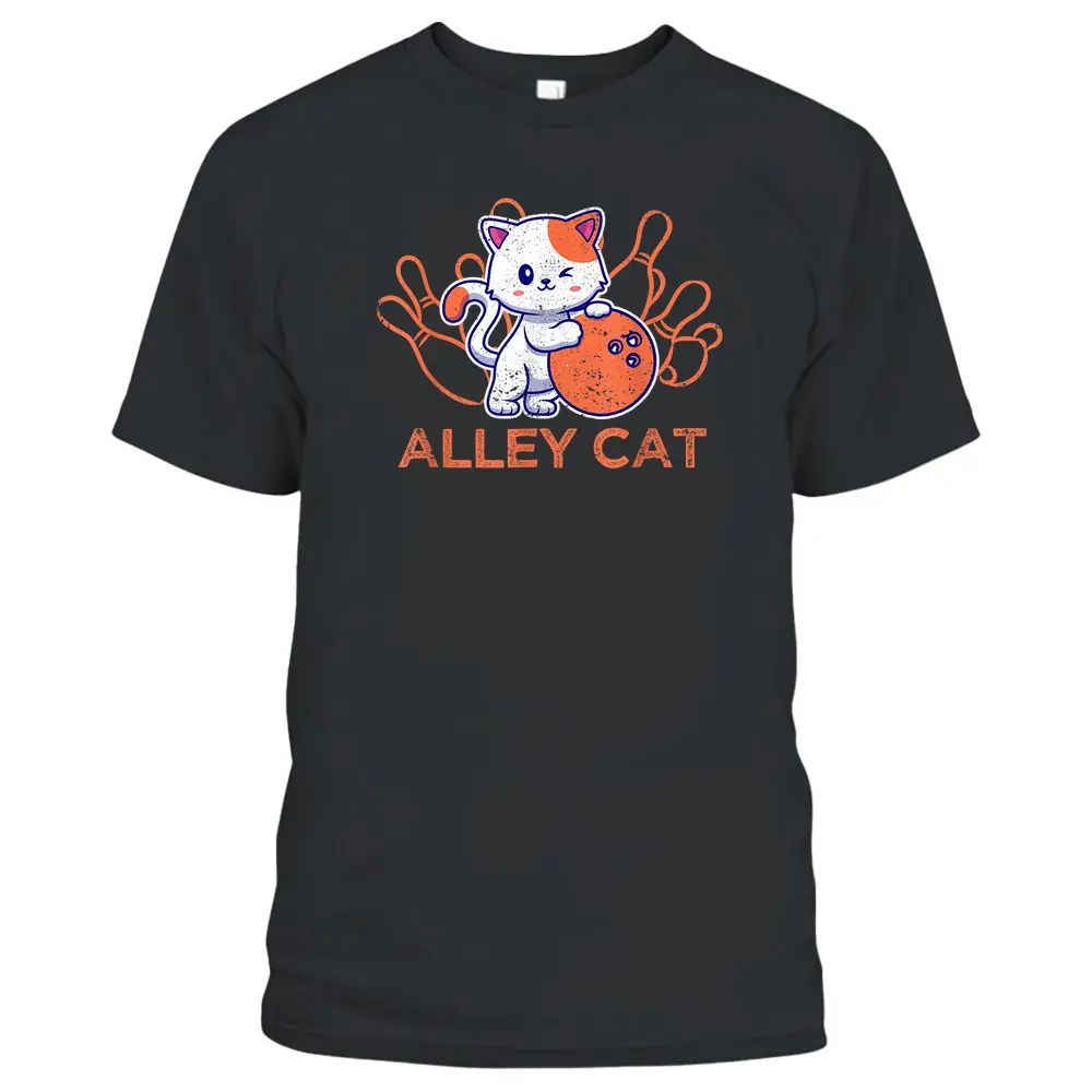 Alley Cat Bowling Team Humor Funny Bowler Cats Vintage T-Shirt