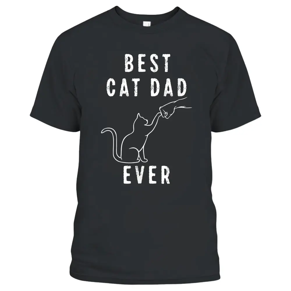 Best Cat Dad Ever Shirt Cat Daddy Paw Fist Bump Meow Cat T-Shirt