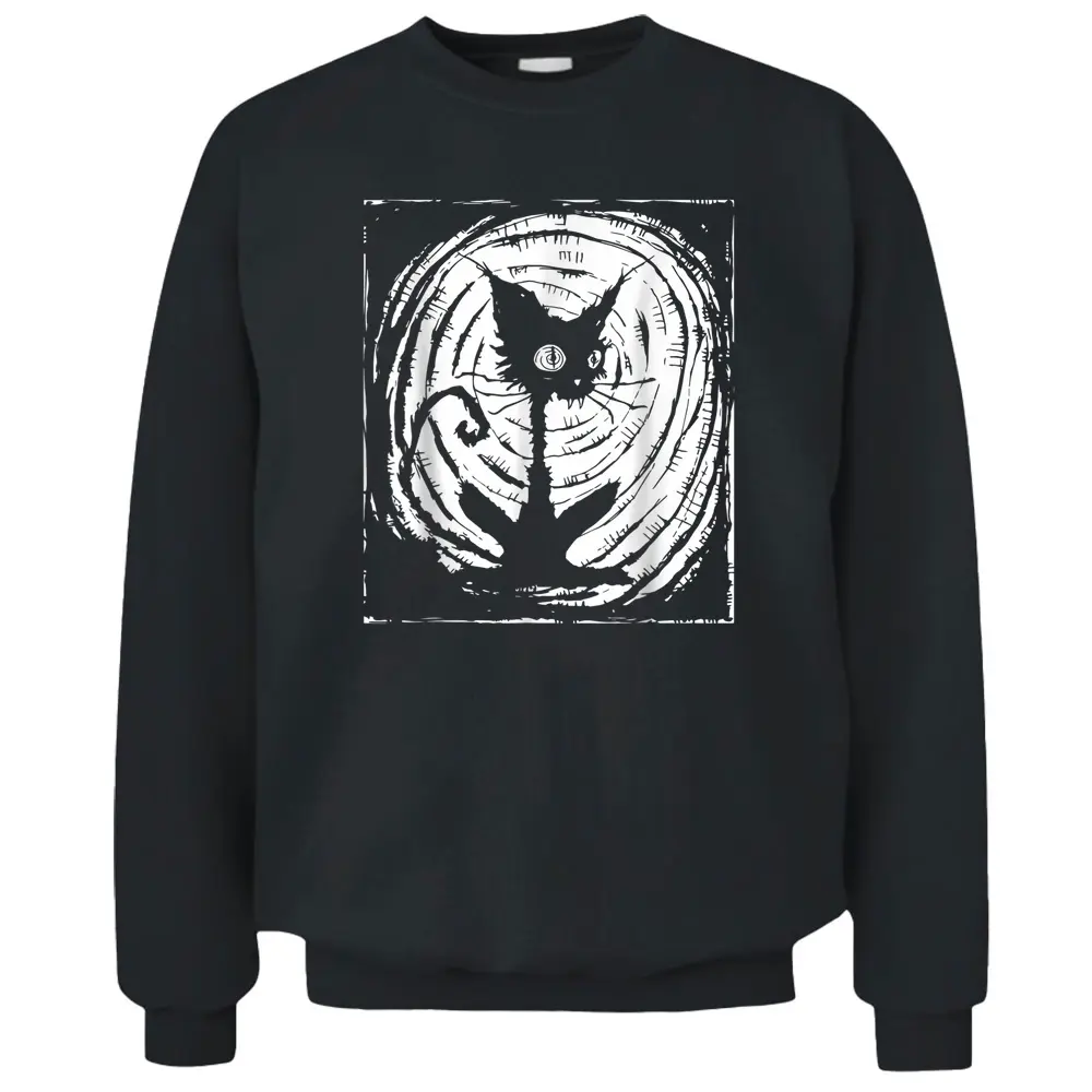 Black Cat Lazy Halloween Costume Scary Creepy Pullover Sweatshirt