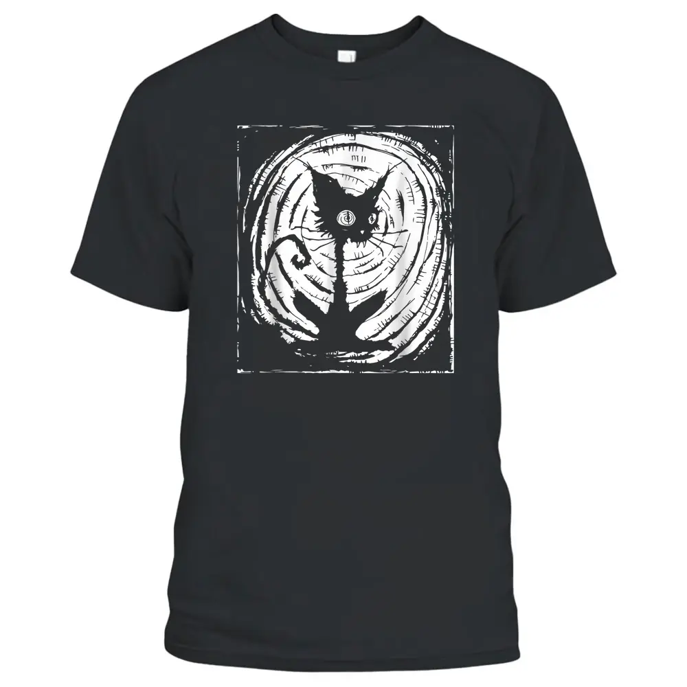 Black Cat Lazy Halloween Costume Scary Creepy T-Shirt