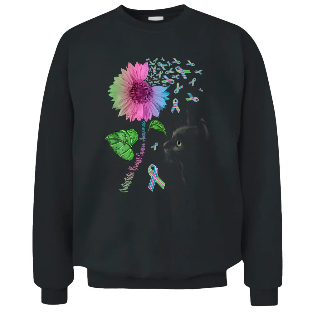 Black Cat Sunflower Metastatic Breast Cancer Awareness Day Pullover Sweatshirt