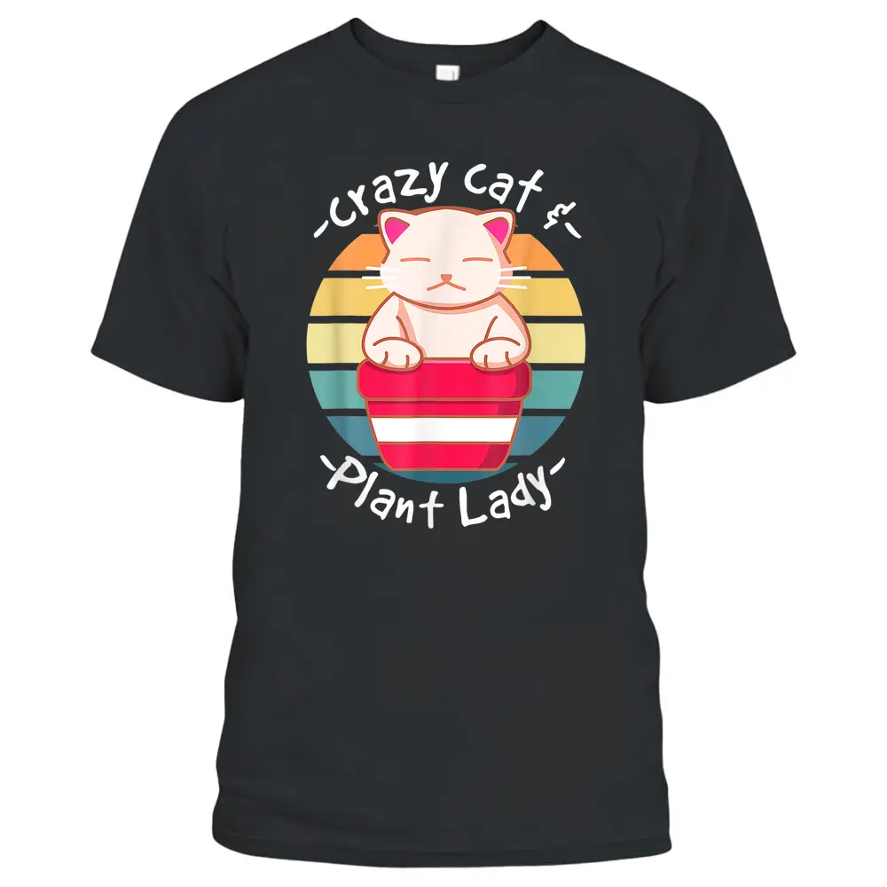 Cat Cactus Succulent Crazy Cat Lady Gardening T-Shirt