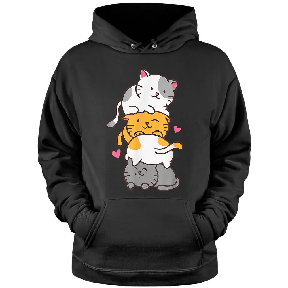 Cat Cats Cute Kitty Pile Anime Kawaii Neko Gift Pullover Hoodie