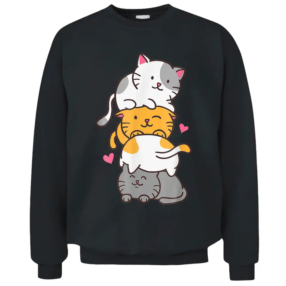 Cat Cats Cute Kitty Pile Anime Kawaii Neko Gift Pullover Sweatshirt