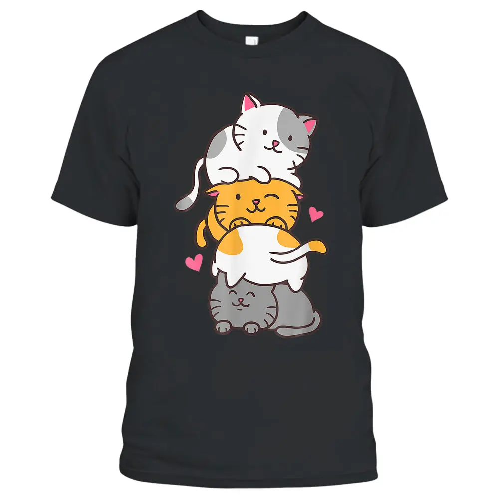 Cat Cats Cute Kitty Pile Anime Kawaii Neko Gift T-Shirt