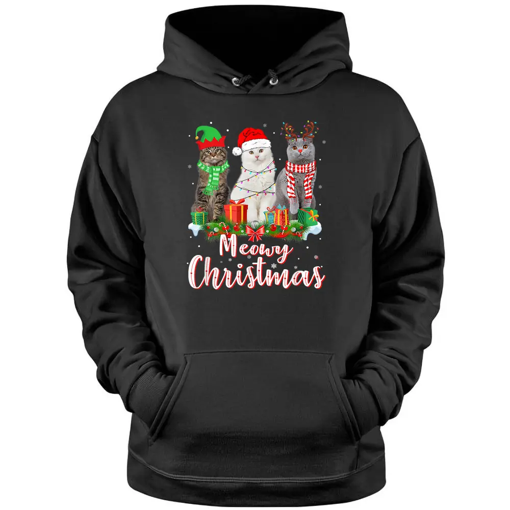 Cat Meowy Family Matching Christmas Pajamas Santa Cats Xmas Pullover Hoodie