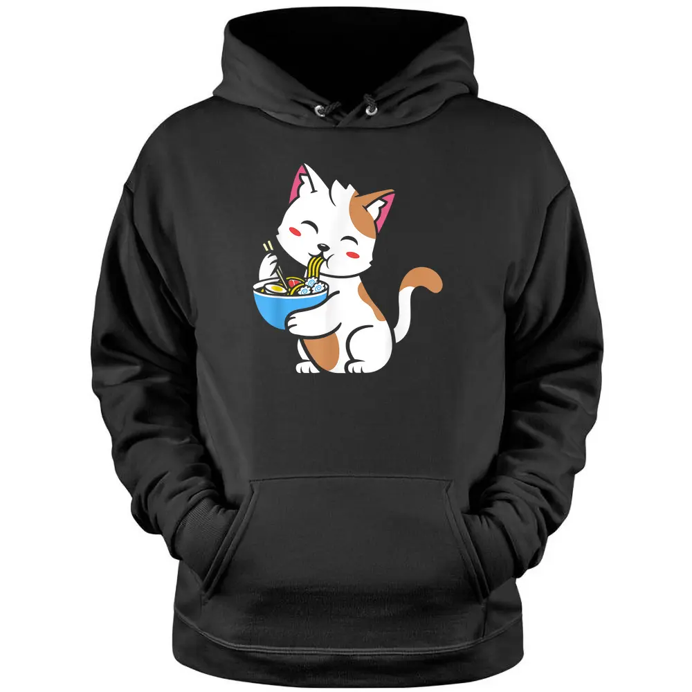 Cat Ramen Anime Kawaii Teen Gift Pullover Hoodie