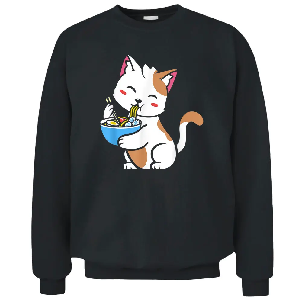 Cat Ramen Anime Kawaii Teen Gift Pullover Sweatshirt