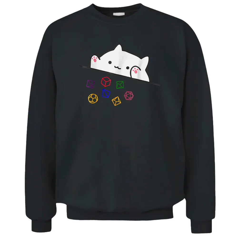 Cat Throwing Dice Tabletop Games Cute Kawaii Animal Lover Pullover Sweatshirt