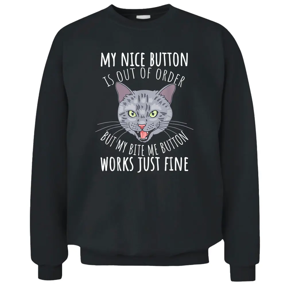 Cat Tshirt Funny Cat Tees Cat Lover Gifts Cat Bite Me Pullover Sweatshirt