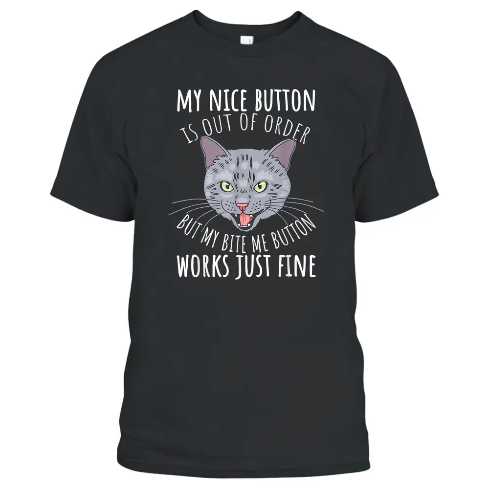 Cat Tshirt Funny Cat Tees Cat Lover Gifts Cat Bite Me T-Shirt