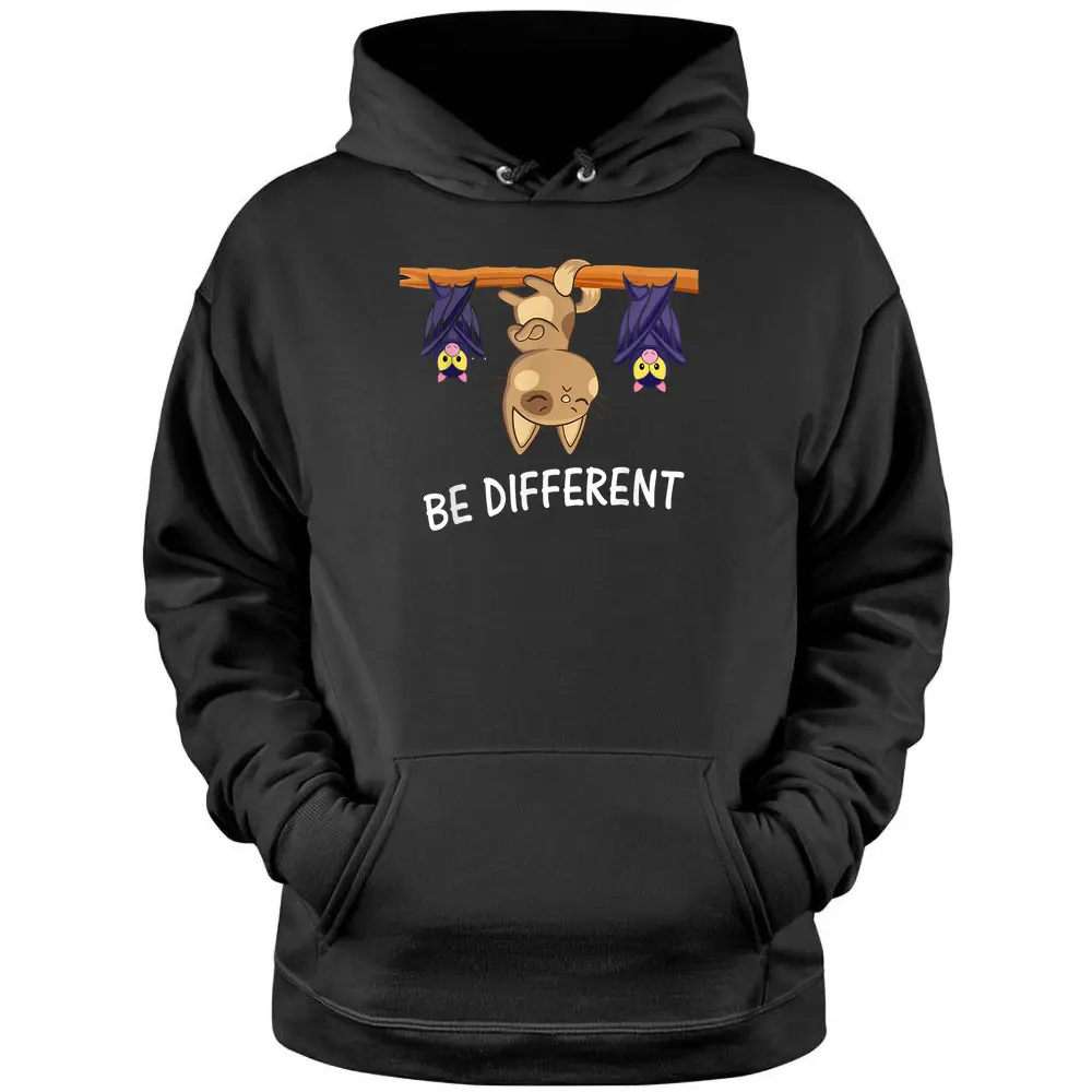 Cat With Bats Be Different Funny Cat Lover Pullover Hoodie