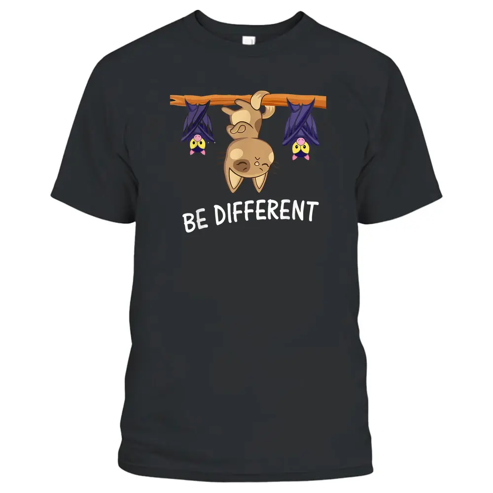 Cat With Bats Be Different Funny Cat Lover T-Shirt