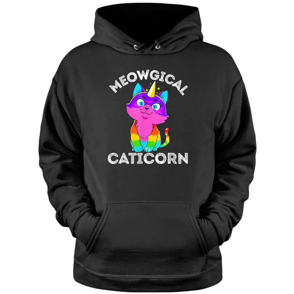 Caticorn Rainbow Funny My Cat Is A Magical Unicorn Kittycorn Pullover Hoodie