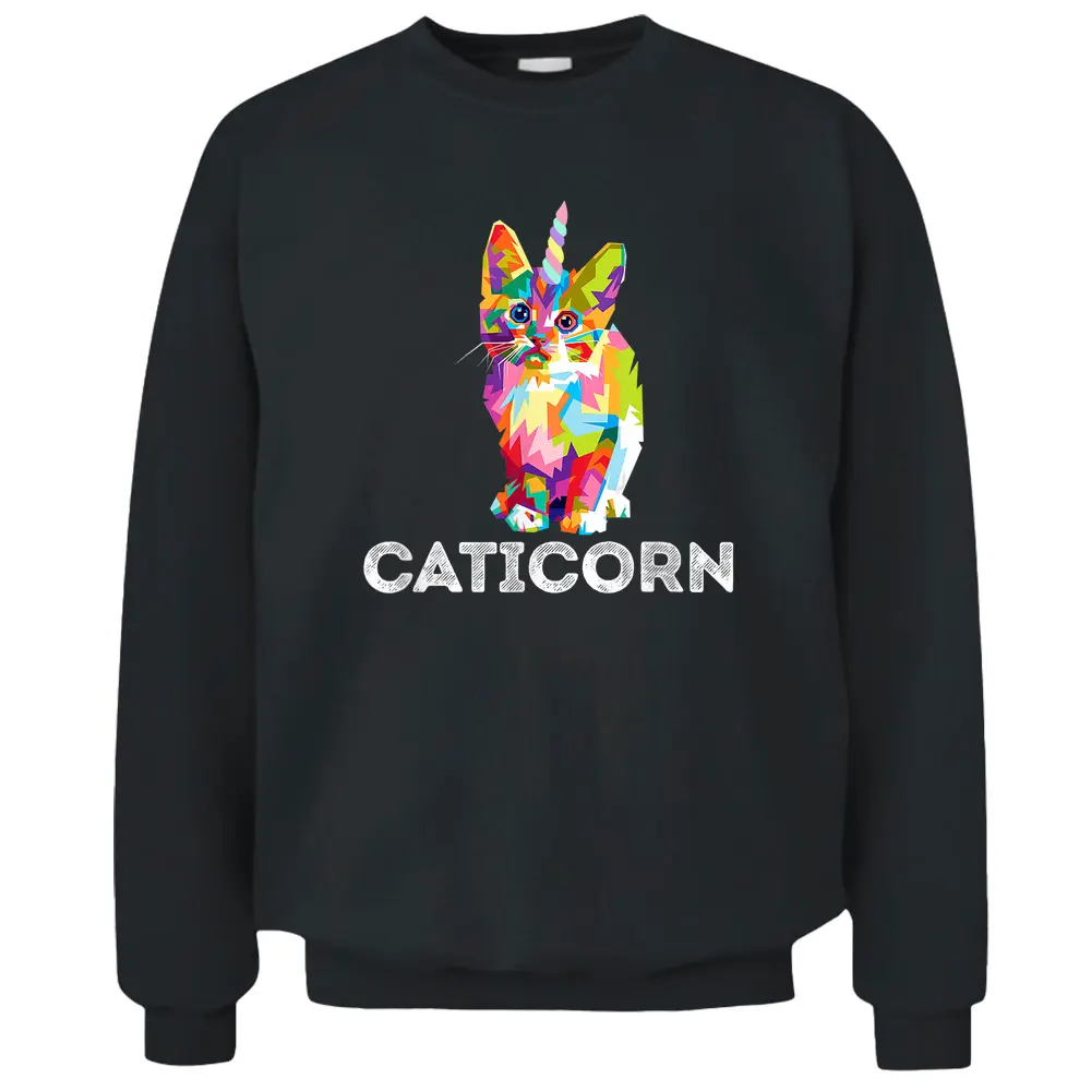 Caticorn Unicorn Cat Unikitty Kittycorn Meow Girls Women Pullover Sweatshirt