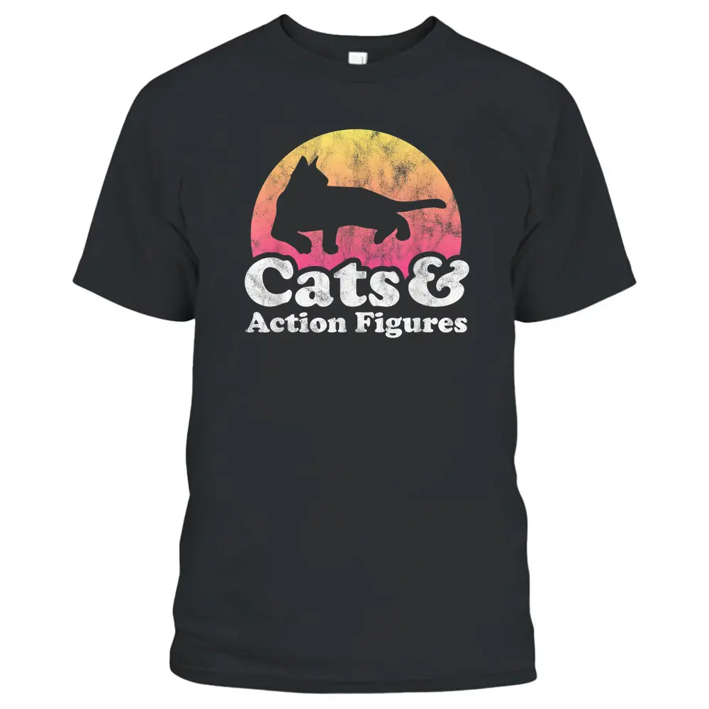 Cats And Action Figures Mens Or Womens Cat And Action Figure T-Shirt