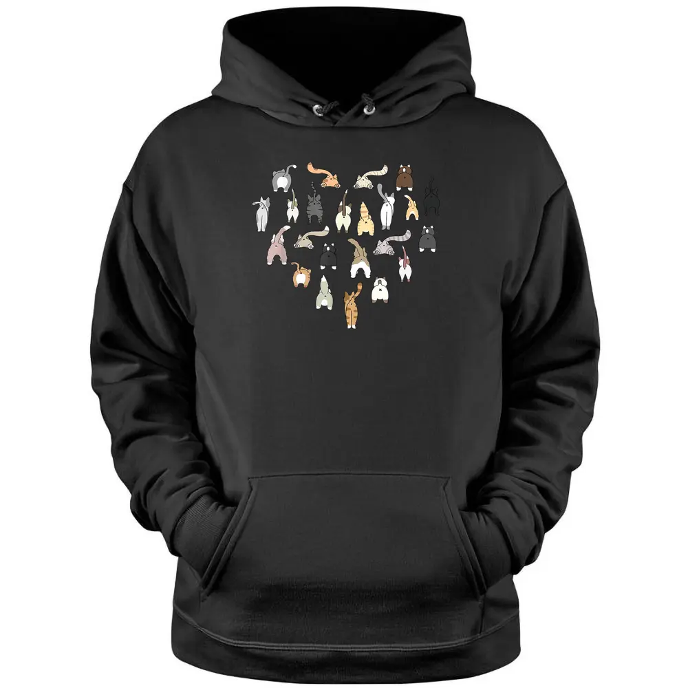 Cats Butt Heart Funny Cats Kitten Cat Owners Pullover Hoodie