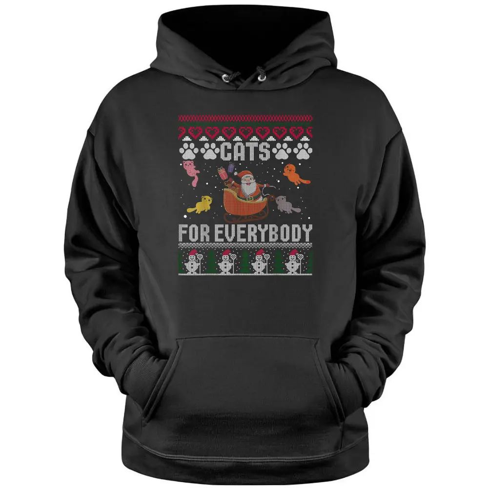 Cats For Everybody Christmas Cute Cat Lover Pullover Hoodie