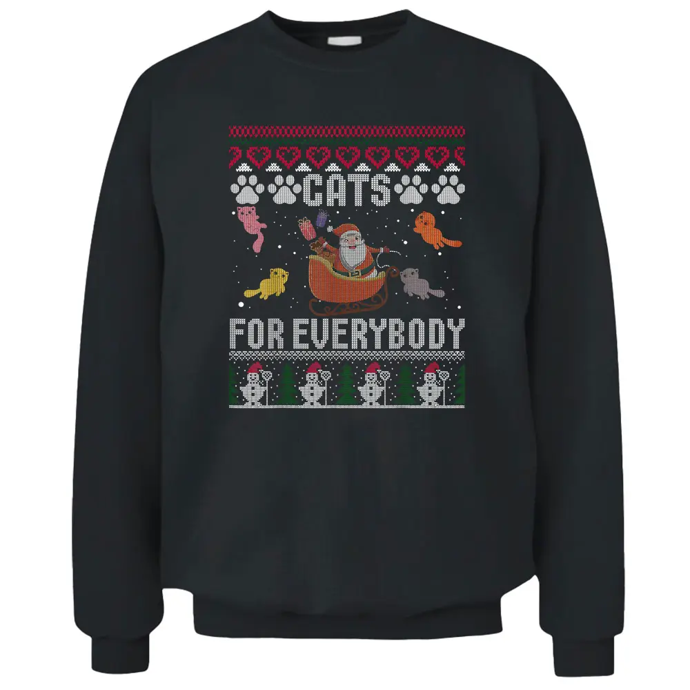 Cats For Everybody Christmas Cute Cat Lover Pullover Sweatshirt