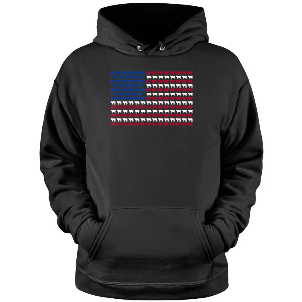 American Flag Cow 4th Of July Cattle Barn Farmer Pullover Hoodie