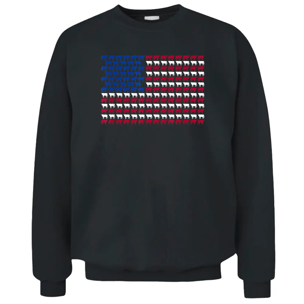 American Flag Cow 4th Of July Cattle Barn Farmer Pullover Sweatshirt