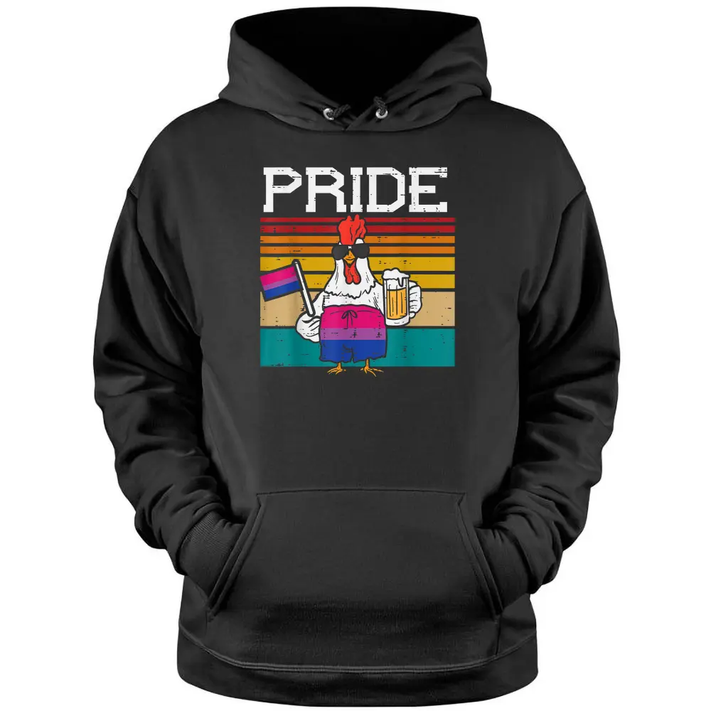 Bisexual Flag Chicken Hen LGBT Month Bi Pride Stuff Farmer Pullover Hoodie