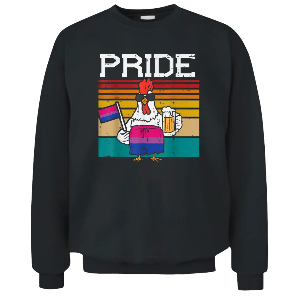 Bisexual Flag Chicken Hen LGBT Month Bi Pride Stuff Farmer Pullover Sweatshirt