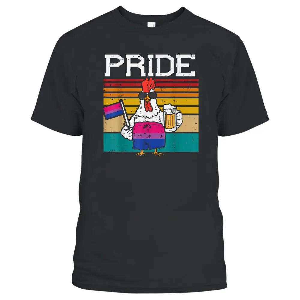 Bisexual Flag Chicken Hen LGBT Month Bi Pride Stuff Farmer T-Shirt