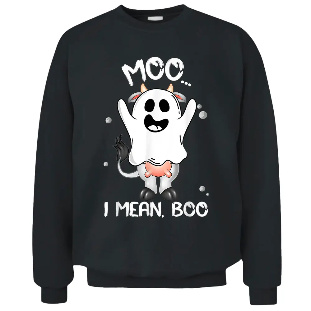 Boo Boo Crew Ghost Cow Moo I Mean Boo Farmer Cute Halloween Pullover Sweatshirt