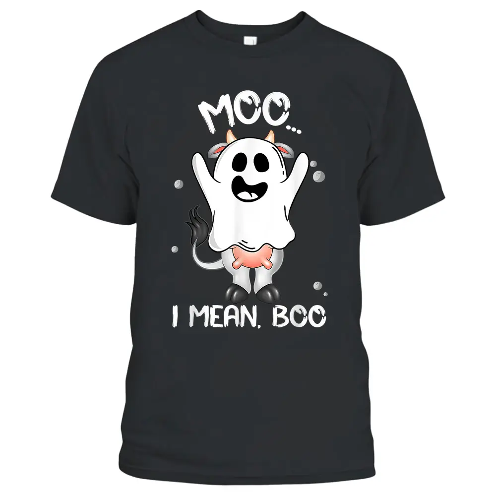 Boo Boo Crew Ghost Cow Moo I Mean Boo Farmer Cute Halloween T-Shirt