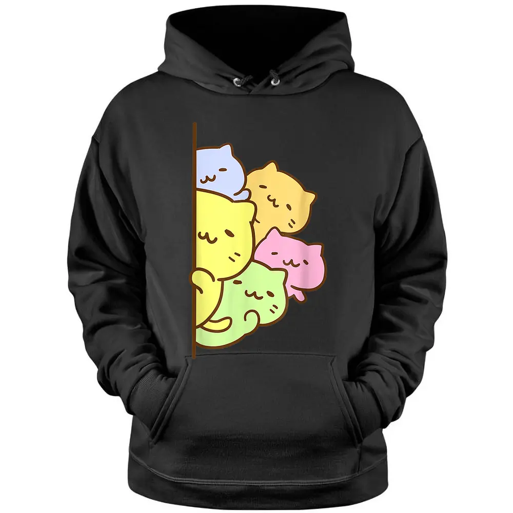 Cats Meowtain Cute Kitty Pile Anime Kawaii Gay Pride Pullover Hoodie