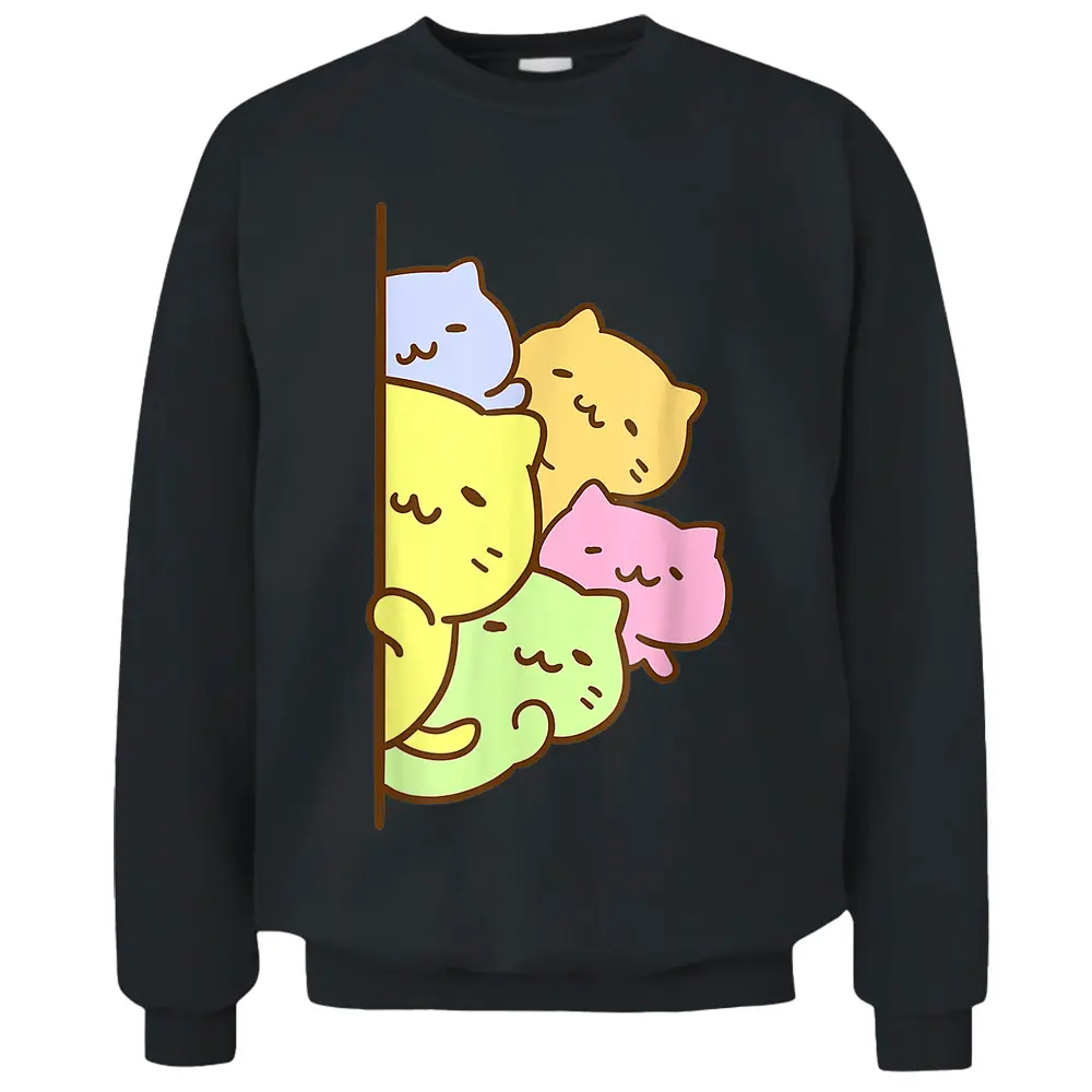 Cats Meowtain Cute Kitty Pile Anime Kawaii Gay Pride Pullover Sweatshirt