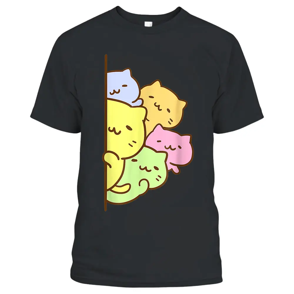 Cats Meowtain Cute Kitty Pile Anime Kawaii Gay Pride T-Shirt