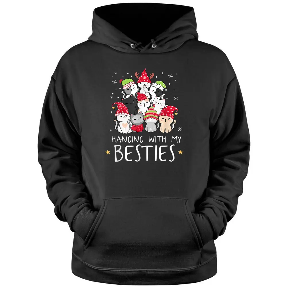 Christmas Cat Lover Christmas Tree Kawaii Cat Bestie Pullover Hoodie