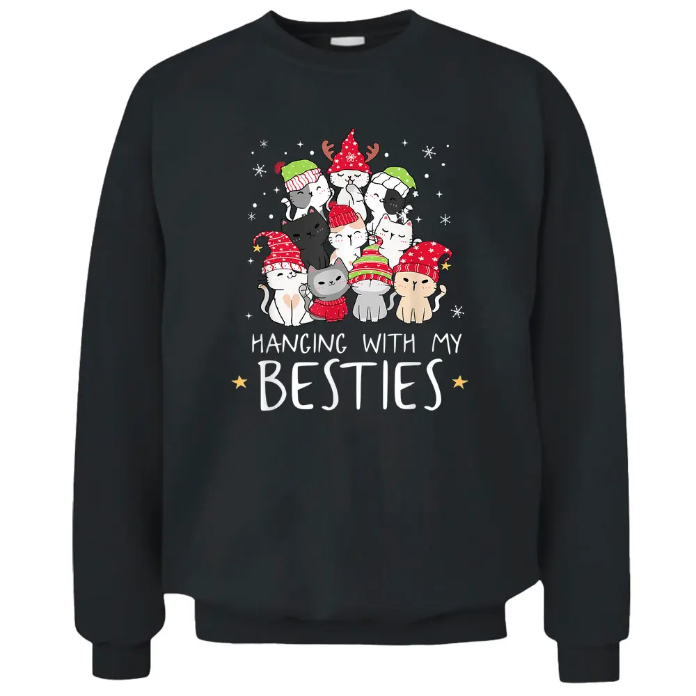 Christmas Cat Lover Christmas Tree Kawaii Cat Bestie Pullover Sweatshirt