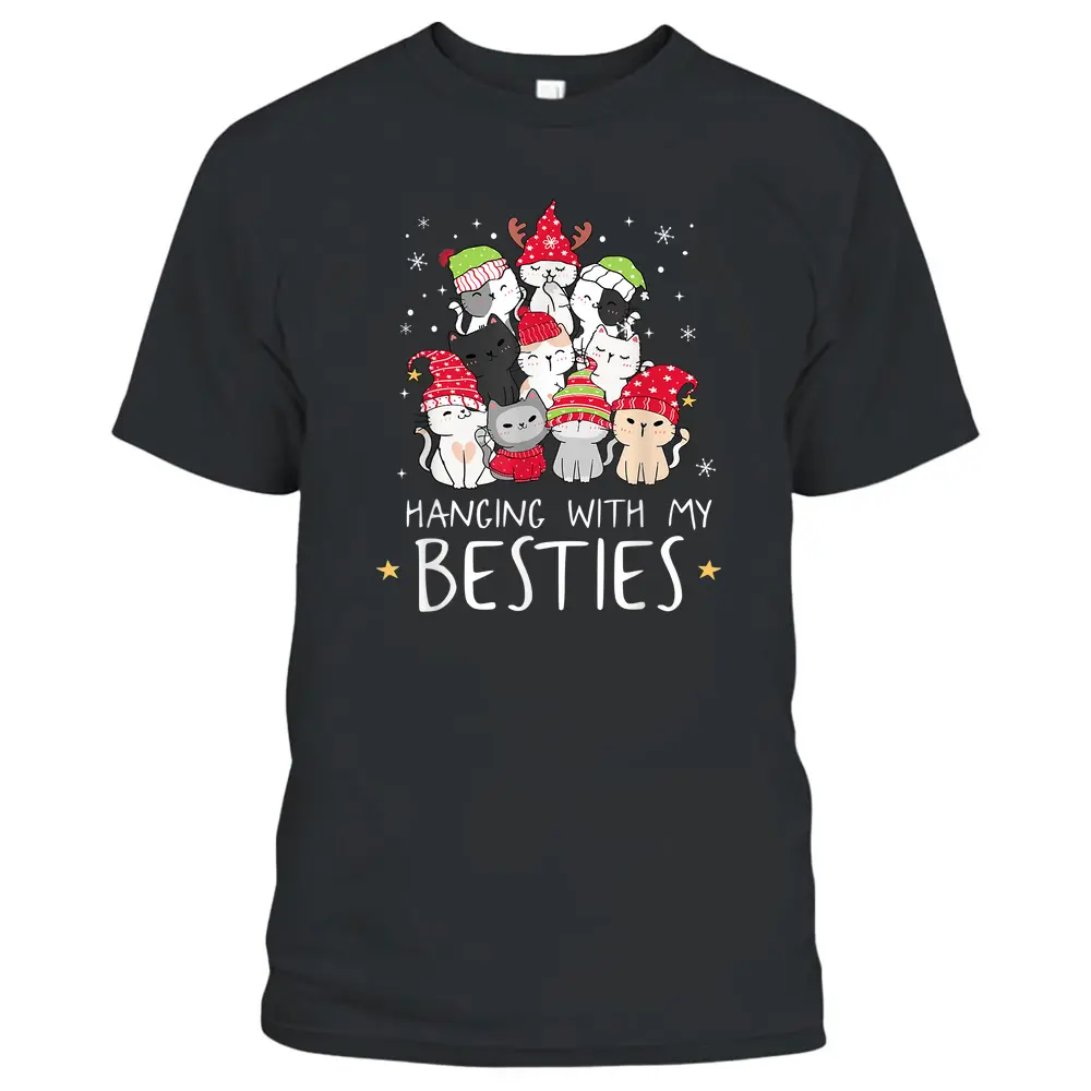 Christmas Cat Lover Christmas Tree Kawaii Cat Bestie T-Shirt