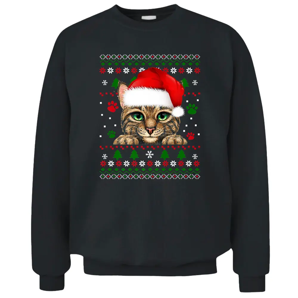 Christmas Cat Santa Hat Merry Catmas Ugly Christmas Sweater Premium Pullover Sweatshirt