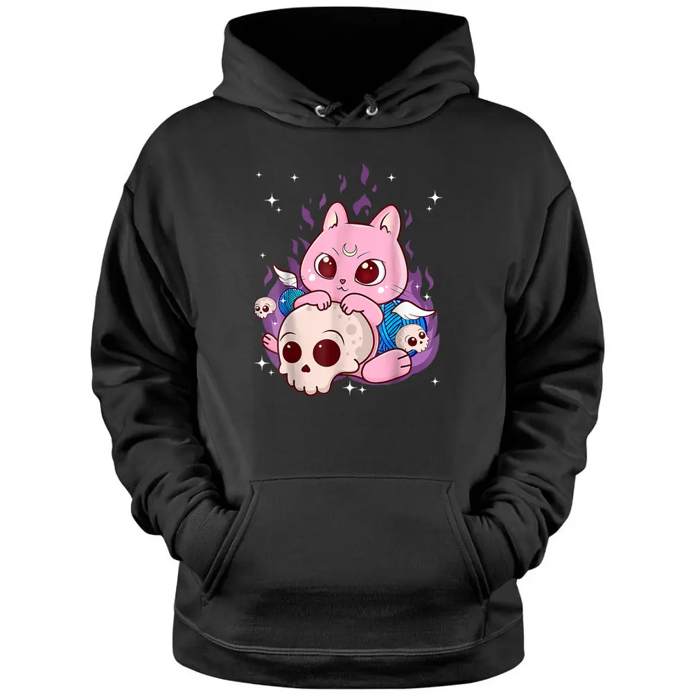 Cute Anime Kawaii Cat Aesthetic Kawaii Pastel Goth Halloween Pullover Hoodie