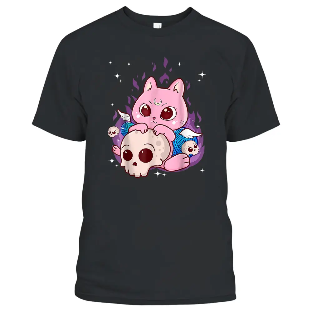 Cute Anime Kawaii Cat Aesthetic Kawaii Pastel Goth Halloween T-Shirt