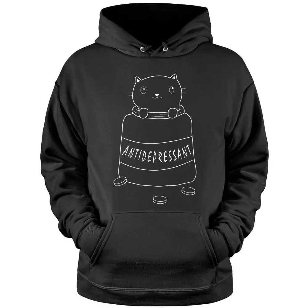 Cute Cat Drawing Cat Antidepressant Pullover Hoodie