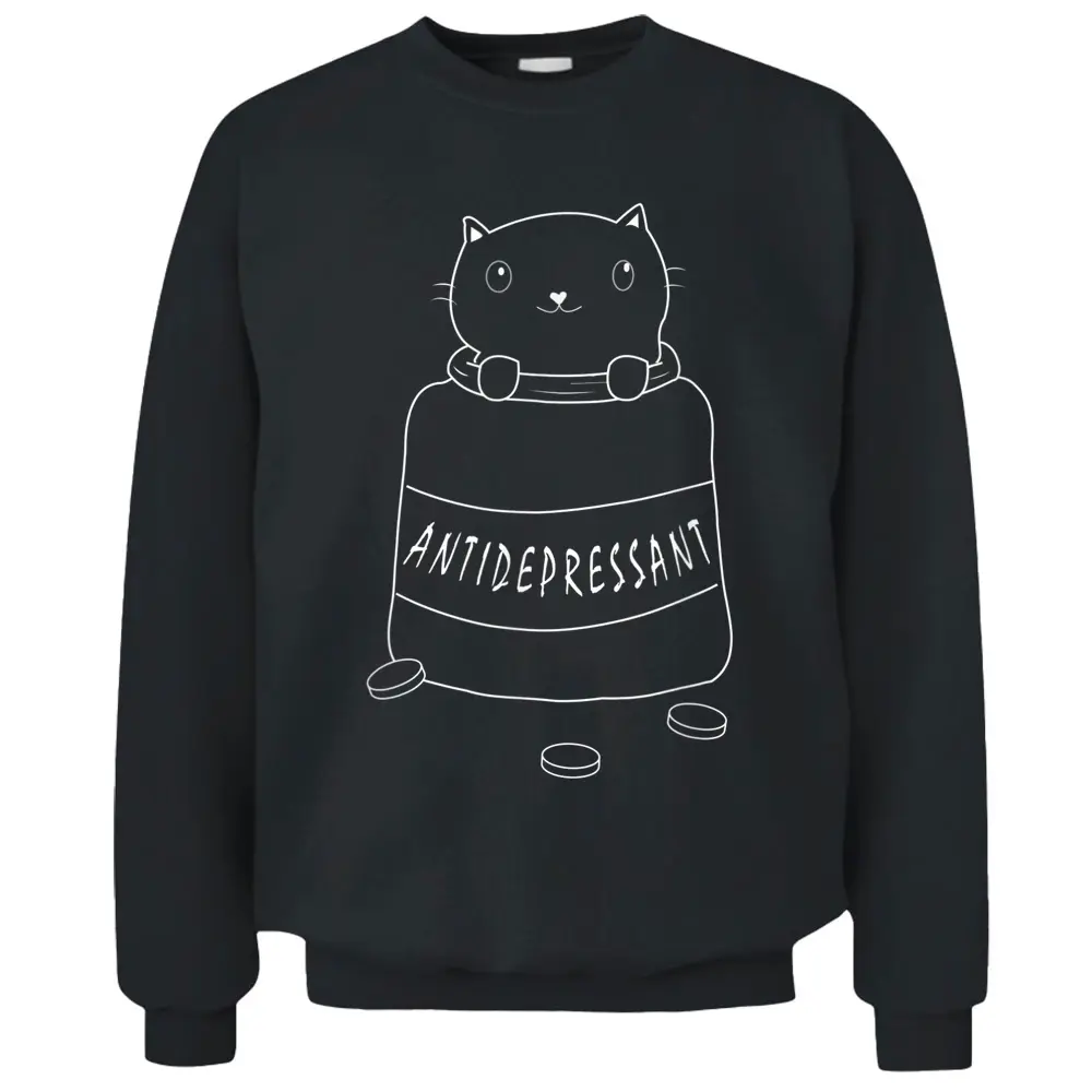 Cute Cat Drawing Cat Antidepressant Pullover Sweatshirt