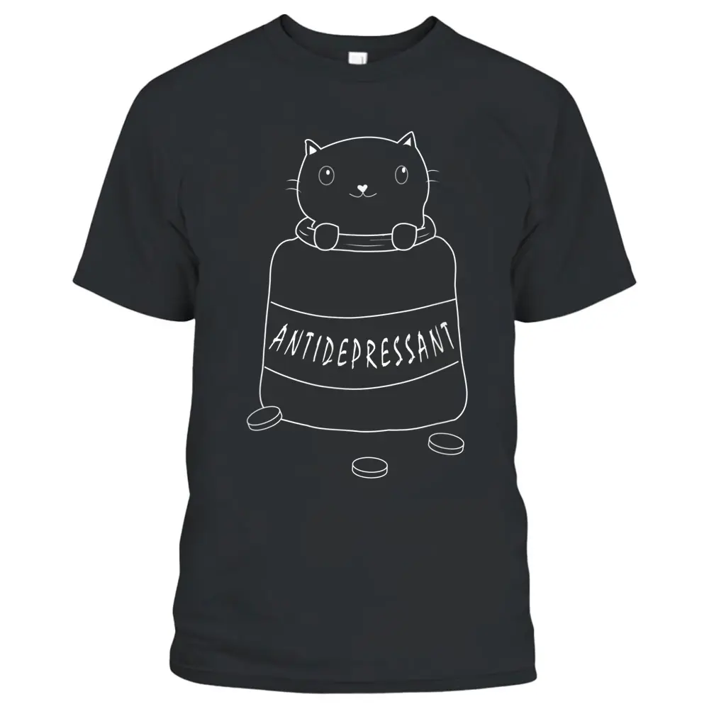 Cute Cat Drawing Cat Antidepressant T-Shirt