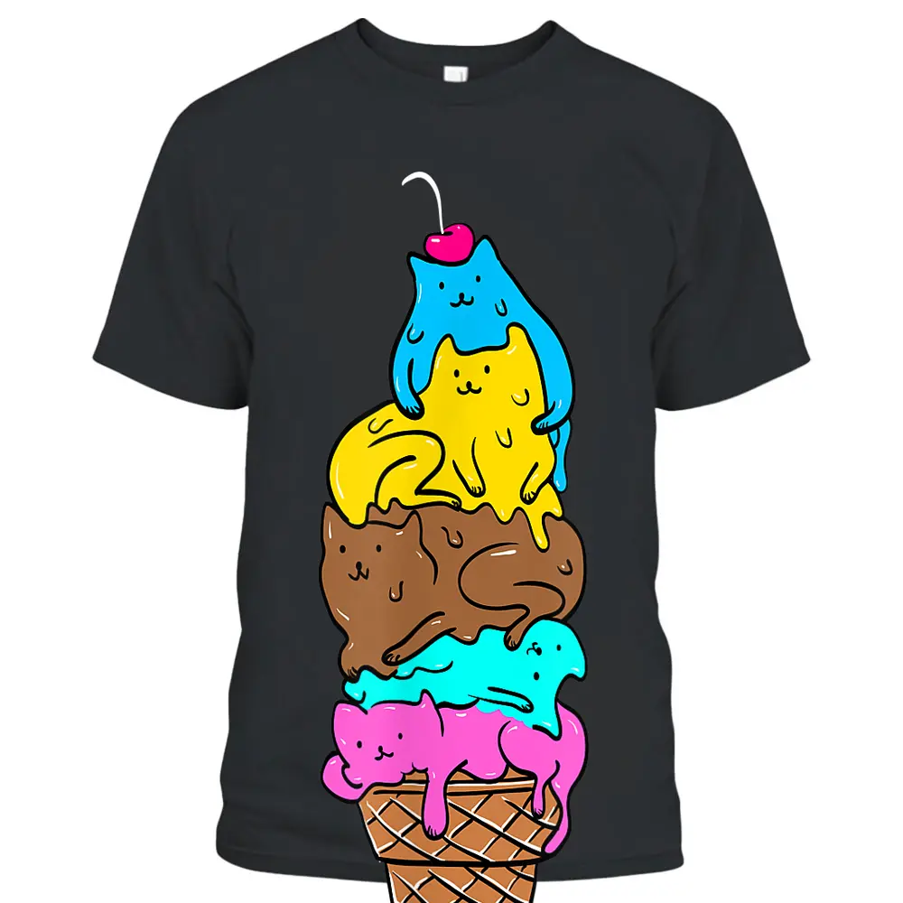 Cute Cat Ice Cream  - Kitty Cat Dessert  T-Shirt