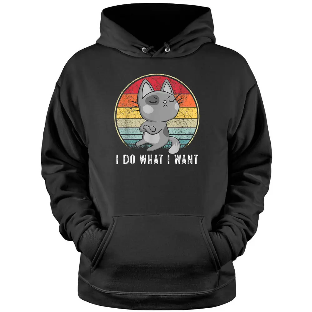 Cute Cat Lovers I Do What I Want Cat  Funny Cat Pullover Hoodie